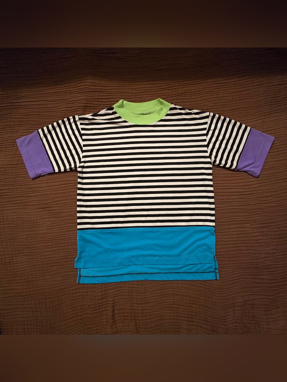 Vintage 80s Jacques Morét Striped Multicolored T-shirt Size Large